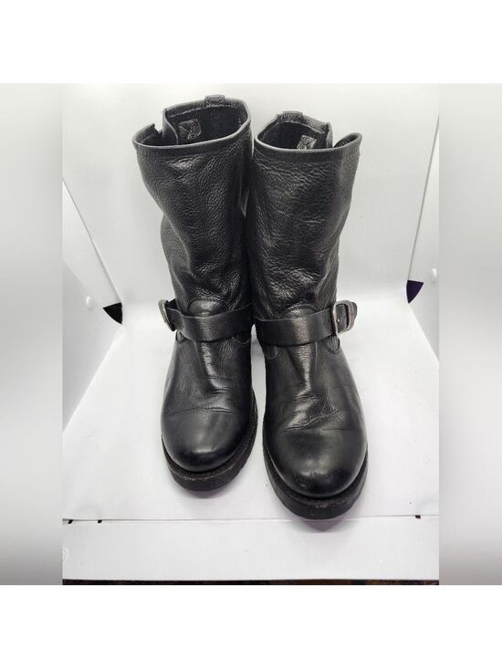 Frye Shoes - Frye Black Leather 1/2 Calf Boot Rubber Lug Soles Soft Buttery Tops Pull On Sz9B
